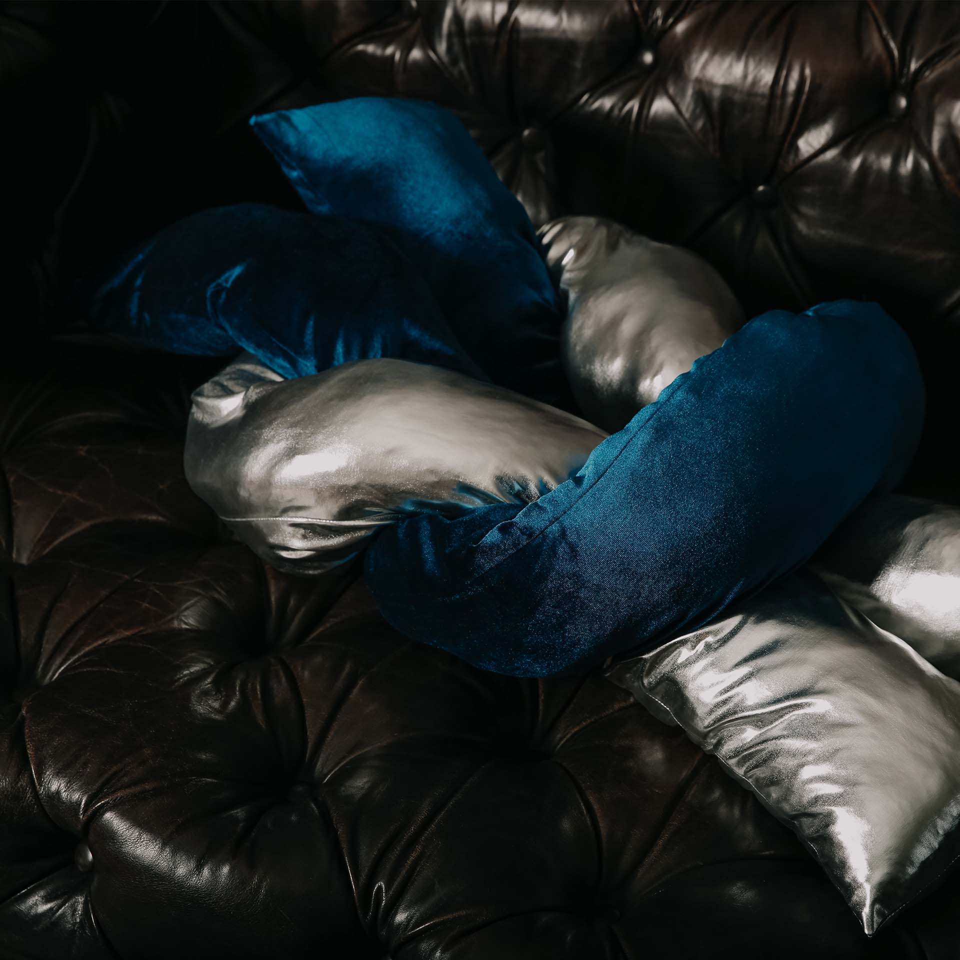 Navy Blue Velvet Pearl Pillow